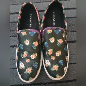 Coach Women's Leather Floral Slip-On Shoes GREAT CONDITION SIZE 8